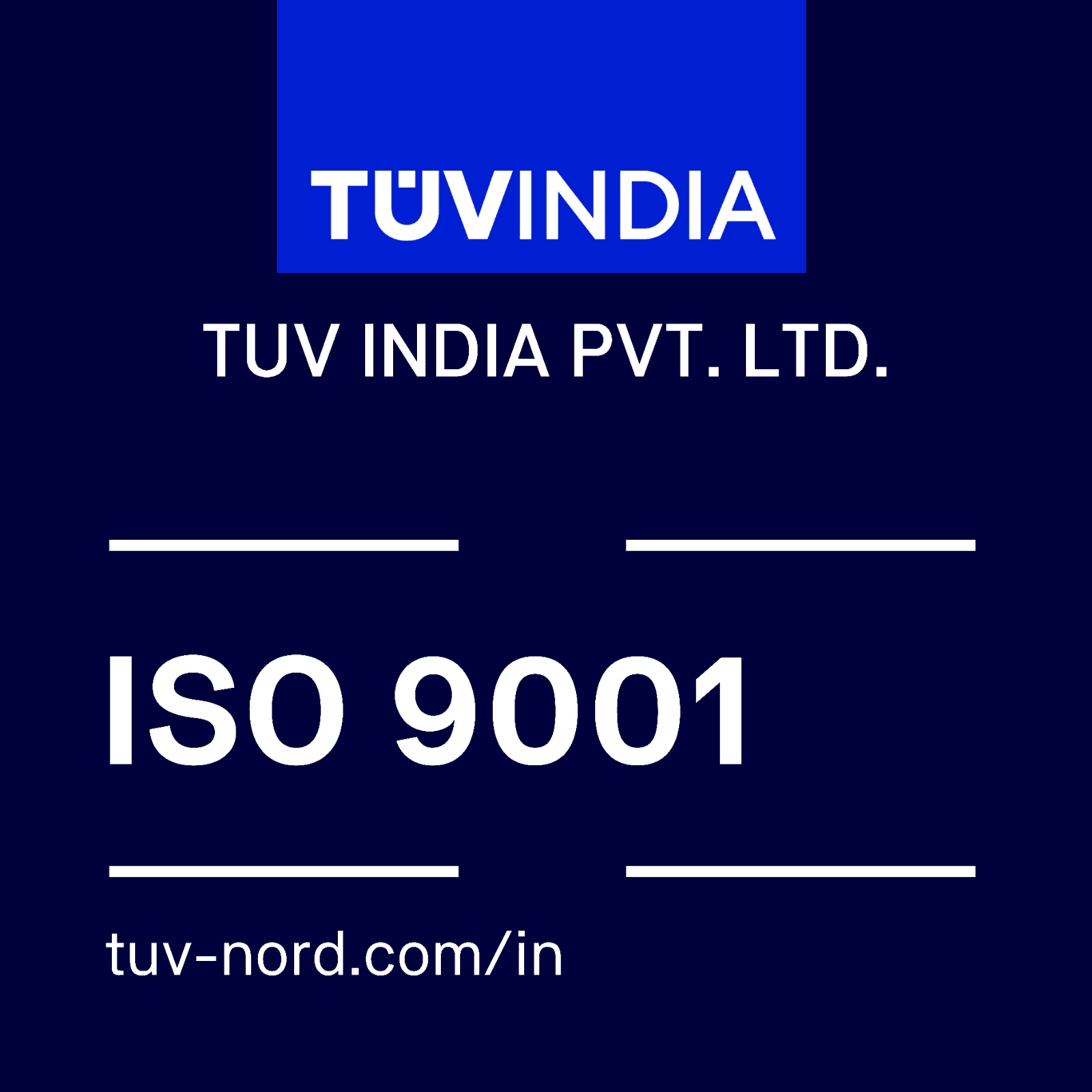 TÜV India ISO 9001 certification